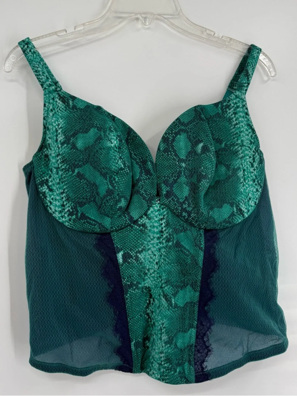Cacique Women’s Corset Green Snake-Print Lace & Mesh Bustier Size 22/24 - Picture 4 of 7